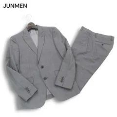 JUNMEN ジュンメン 春夏 背抜き★ シャドーストライプ セットアップ スーツ Sz.S　メンズ グレー ビジネスのサムネイル