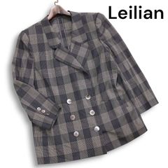 Leilianレリアンドイツ製高級生使用 リネン混ジャケット チェック