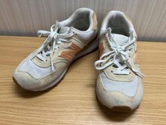 ニューバランス WL574 QC2 ライトベージュ ×ピンク 23cm - メルカリ