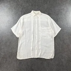 イタリア製 70s Vintage GIVENCHY ジバンシー 半袖 リネンシャツ リネン/麻 100% ポケット ホワイト 無地 デザイン メンズ ヴィンテージ ビンテージのサムネイル