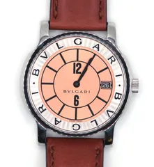 BVLGARI ブルガリ ウォッチ ソロテンポ【205】 時計 ST35S 腕時計 ステンレススチール/レザー ブラウン クオーツ ピンク系文字盤 メンズ【中古】のサムネイル