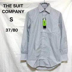 【37/80】 タグ付き THE SUIT COMPANY 37/80 EASYCARE  ストライプ ドレスシャツ ワイシャツ メンズ S 長袖 イージーケアのサムネイル
