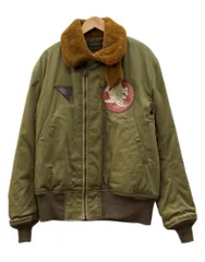 トイズマッコイ TOYS McCOY Type B-15A Flight Jacket TANK BUSTERS フライト ジャケット ジップアップ 襟ボア マリリンモンロー 空軍 アウター 緑 サイズ44 ジャケット プリント カーキ 104MT-3367のサムネイル