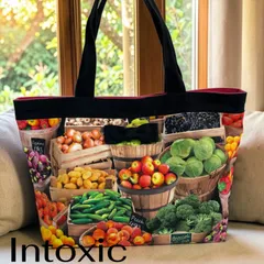 intoxic. ベジタブル柄 トートバッグ レディース リボン付き 野菜柄のサムネイル