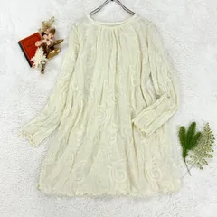 日本製 HIROKO KOSHINO ヒロココシノ フラワージャカードニットチュニック 長袖 アイボリー レディース 13AB 大きいサイズ RLKES-10350のサムネイル