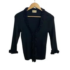 HARRODS(ハロッズ) カーディガン レディース - 黒 七分袖/フリルのサムネイル