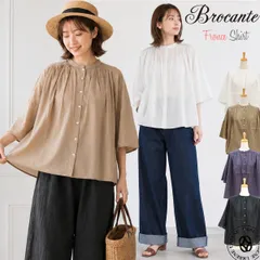 Brocante インドボイル シスフロンセシャツ 六分袖シャツ コットン100% 洗いざらし 透け感のサムネイル
