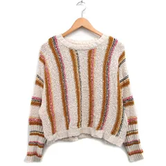 ビラボン BILLABONG ニット セーター 長袖 コットン ストライプ M アイボリー 白 /KT29のサムネイル