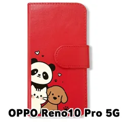 【新品未使用】 OPPO Reno10 Pro 5G 手帳型スマホ ケース (色：レッド×ひょっこり仲間達1) ひょっこり パンダ ねこ 犬 かわいい 韓国 flip2-reno10pro-rd-581のサムネイル