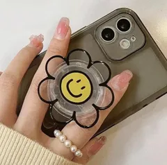 スマイルフラワーグリップ スマホグリップ スマホスタンド スマホグリップトック ポップソケット スマホリング スタンド ホルダー 韓国 グリップトック お花 フラワー スマイル ニコちゃんスマホグリップ 可愛い シンプル かわいい レディース 女性 GRIPTのサムネイル