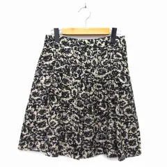グリーンレーベルリラクシング ユナイテッドアローズ green label relaxing スカート フレア ひざ丈 タック 透け感 サイドジップ 花柄 38 黒 ブラック /NT23