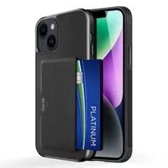 【背面カード収納付】 iPhone 14 ケース カード収納 上質な手触り アイフォン 14 カバー 耐衝撃 軽量 薄い ICカード収納 OWLGuardian スマホケース (iPhone 14 ブラック)のサムネイル