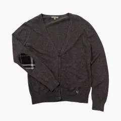 バーバリー Burberry ブラウン カシミア ブレンド 肘当て Vネック カーディガン Lのサムネイル