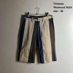 Vivienne Westwood MAN 2000s Italy archive stripes pants 46 M ヴィヴィアンウエストウッドマン オリゾンティ期 クロップド ストライプパンツ レア イタリア製 光沢のサムネイル
