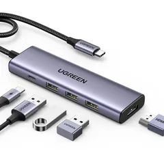 UGREEN Revodok 105 USB Cハブ 5-IN-1 HDMI 出力USB ハブ Type-C 100W PD急速充電 【3*USB 3.0 】5Gbps超高速データ転送用 スリムハブ 4K@30Hz Window/MacOS/linux/IOSのサムネイル