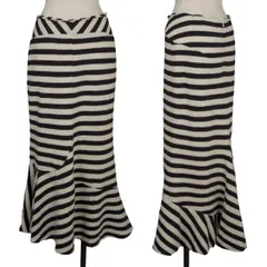 ジュンヤワタナベ コムデギャルソン×コルソコモJUNYA WATANABE COMME des GARCONS ウールバイアス切替ボーダーニットスカート オフ紺Sのサムネイル