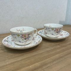 【成】未使用経年保管品!! NARUMI ナルミ フラワーベース カップ＆ソーサー 2客セット 【6091YO】I28