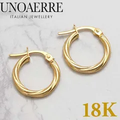 【新品】UNOAERRE ウノアエレ ピアス 18金 K18YG イエローゴールド フープピアス  両耳用 イタリア製 8714【ジュエリーボックスプレゼント】のサムネイル