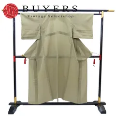 【中古】 その他着物 単衣 麻 着丈約148.5cm 裄丈約61cm カーキ バチ衿 和装 呉服 和服 きもの レディース 女性のサムネイル