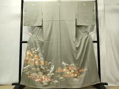 平和屋着物■豪華色留袖　駒刺繍飛鶴花松文　正絹　逸品　CABI6416ouのサムネイル