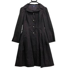 エムズグレイシー フレアコートワンピース リボンドット ネイビー
