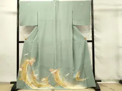平和屋着物■豪華色留袖　駒刺繍　立波飛鶴花文　枝梅　暈し染め　金銀彩　ロング丈　正絹　逸品　DABH4018qpのサムネイル