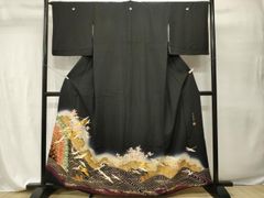 平和屋着物▽漆工芸作家 金森一博 六通柄袋帯 籬風景花文 金彩 引箔
