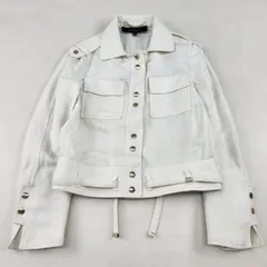 GUCCI	デニムジャケット	グッチ トムフォード ベルト エポレット リネン シルク クロップド丈 ホワイト 38 Mのサムネイル