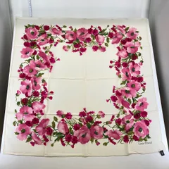 美品 Louis Feraud/ルイフェロー スカーフ シルク100% 花柄 ピンク/アイボリー系 レディース SOIE PURE[OK03999]のサムネイル