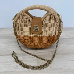 ZARA ザラ かごバッグ/バスケットバッグ 6305/710/202 チェーンショルダー 2WAY ハンドバッグ ベージュ×ブラウン レディース[OQ03558]のサムネイル