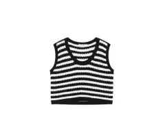 レディースS/ PRANA コーデしやすい エンブロイダリー クロップド ノースリーブ ニット 35-147