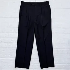LANVIN サマーウール 2プリーツ ワイドスラックス  ネイビー W79 (実寸W83cm、 L相当) / ランバンのサムネイル