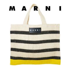 【良品✨】マルニ マーケット カナパ トートバッグ ストライプ ストロー 麻 マルニ バッグ MARNI ストローバッグ カナパ スモール SHMH0003M1