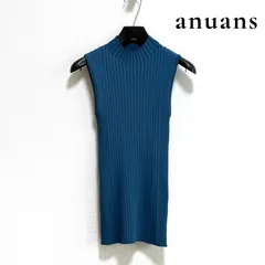 anuans アニュアンス ノースリーブリブニットプルオーバー ターコイズ ハイネック リブニット サマーニット ストレッチ F A068のサムネイル