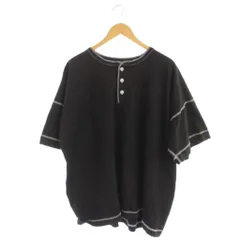 ヘルスニット healthknit Tシャツ M 黒 ヘンリーネック 半袖 ステッチデザイン /JP51のサムネイル
