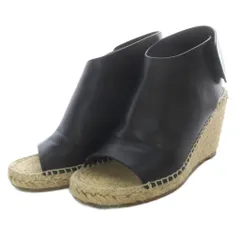 セリーヌ CELINE サンダル ウエッジソール エスパドリーユ レザー 36 ブラック /YO21のサムネイル