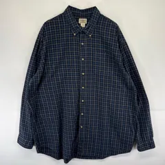 古着 エルエルビーン L.L.Bean 長袖シャツ チェック 大きいサイズ ボタンダウン 胸ポケット 2XLTALL  ネイビー系 メンズのサムネイル