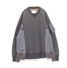 【中古A】メンズ 4 サカイ sacai 24SS スポンジスウェット ナイロンツイル Sponge Sweat x Nylon Twill Pullover MA-1 グレー クルーネックのサムネイル