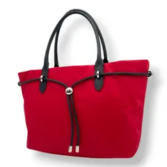 美品 agnes b. アニエスベー VOYAGE トートバッグ ナイロン×レザー レッド 赤 レディース 編み込みコード シルバー金具 上品 軽量 デイリー 通勤 お出かけ フランス フェミニン エレガント s18
