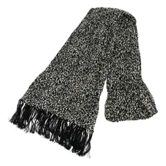 SAINT LAURENT PARIS サンローラン パリ アニマルフリンジシルクストール  ブラック×ホワイトのサムネイル