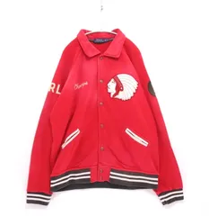 【中古B】メンズ XXL ポロラルフローレン POLO RALPH LAUREN スウェット スタジアムジャケット ネイティブパッチ レッド コットンのサムネイル