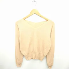 ユニバーバル ミューズ UNIVERVAL MUSE ニット セーター Vネック 無地 シンプル ウール混 長袖 薄茶 ベージュ /TT11のサムネイル