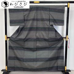 夏着物 紗紬 型染 雪輪に花模様 紺色 トールサイズ K-6086 - メルカリ