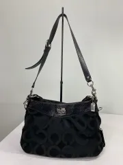 COACH コーチ ブラック シグネチャー クロスバック ショルダーバッグ <4>