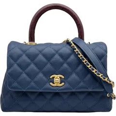 シャネル CHANEL ココハンドル XS A92990 24番台 ブルー ゴールド金具 キャビアスキン/リザード レディース ショルダーバッグのサムネイル