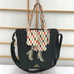 mis zapatos ミスサパト トートバッグ 着物柄 ミニトートバッグ ショルダーバッグ 2way 斜めがけ 黒 市松 新品のサムネイル