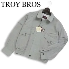 【新品 未使用】 TROY BROS トロイブロス 春夏★ 麻 リネン混 ロゴ刺繍 ブルゾン ジャケット Sz.S メンズのサムネイル