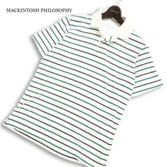 MACKINTOSH PHILOSOPHY マッキントッシュ フィロソフィー 春夏★ 半袖 ボーダー ポロシャツ 日本製 Sz.38 メンズ 白のサムネイル