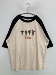 THE BEATLES ザビートルズ Tシャツ/カットソー L ホワイト 無地 ミドル丈 半袖 クルーネック(丸首) 前面プリント バックプリント 半端袖 メンズのサムネイル