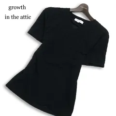 growth in the attic インジアティック 春夏★ 半袖 Vネック 総柄 Tシャツ カットソー Sz.L メンズ 黒のサムネイル